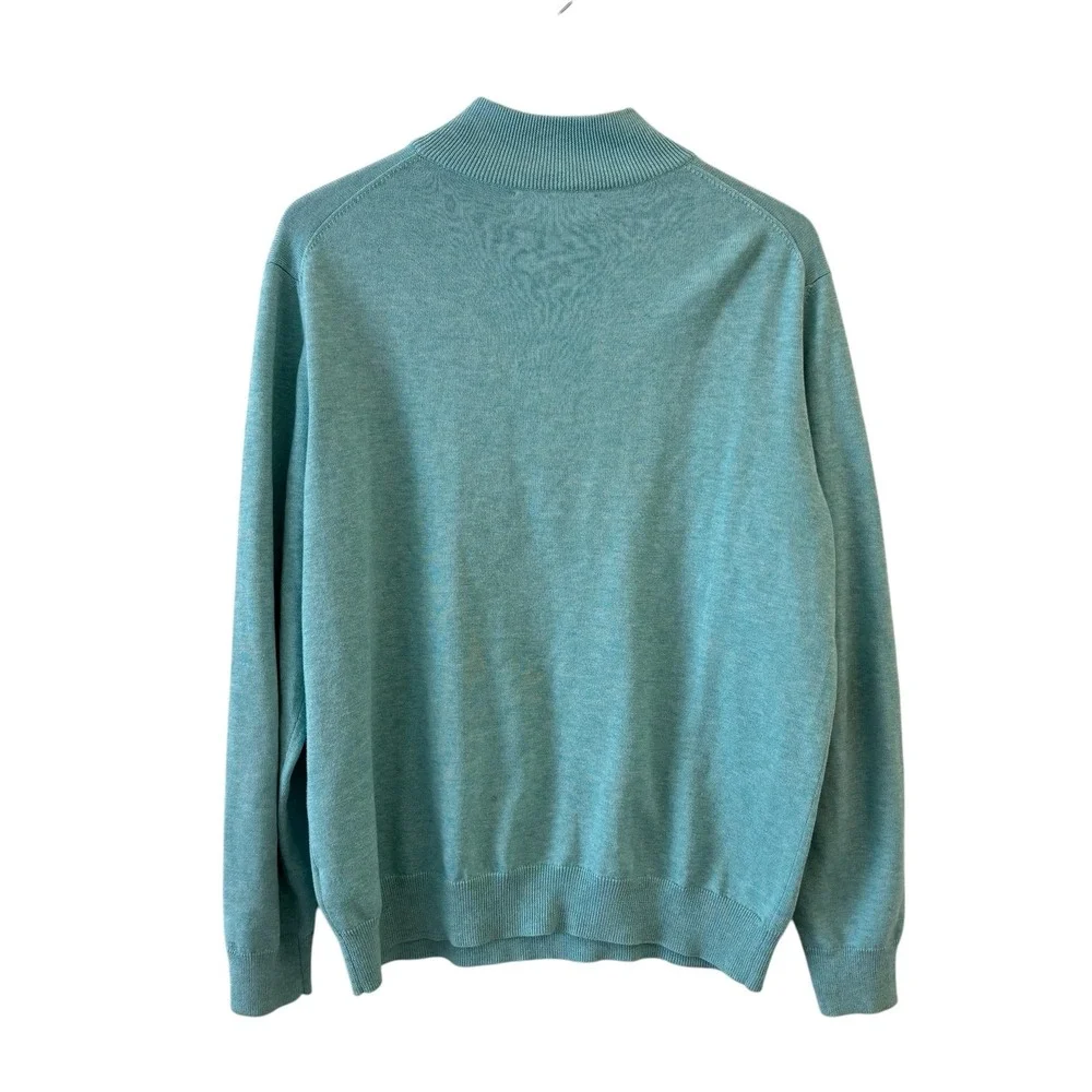 Vineyard Vines Mens 1/4 Zip‎ Polo Sweater Size M Teal Whale Logo Preppy